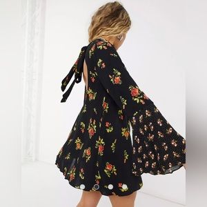 Free People Tate printed tunic dress in black